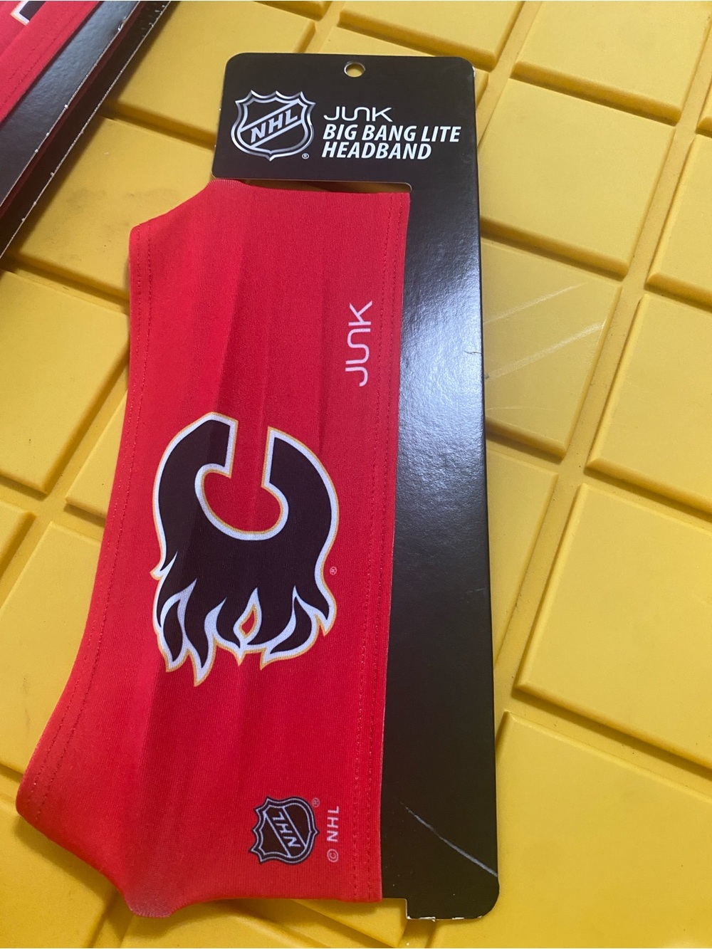 JUNK NHL Big Bang Lite Red Headband with Calgary Flames Logo